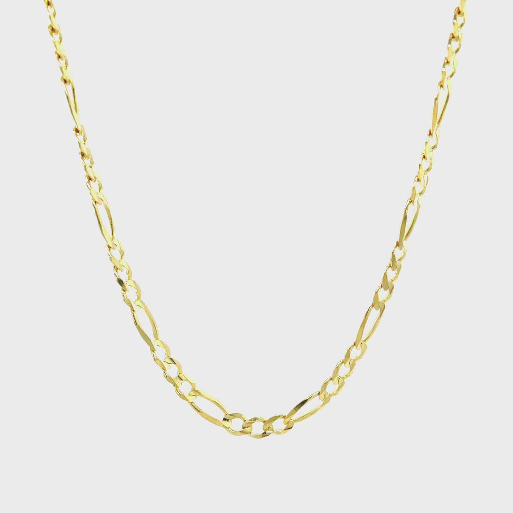 Figaro Chain 3.0mm In 10k Yellow Gold – Tavrock