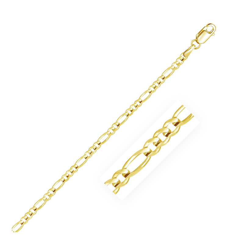 Figaro Chain 3.0mm In 10k Yellow Gold