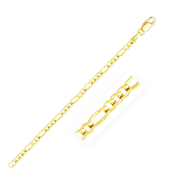 Figaro Chain 3.1mm In 14k Yellow Gold